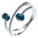 Bague argent rhodié 2,2g - apatite - zircons - T50 à 60