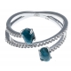 Bague argent rhodié 2,2g - apatite - zircons - T50 à 60