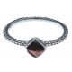 Bague argent rhodié 1,8g - œil de tigre rouge facetté - T50 à 60