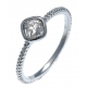 Bague argent rhodié 1,8g - quartz facetté - T50 à 60