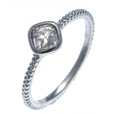 Bague argent rhodié 1,8g - quartz facetté - T50 à 60