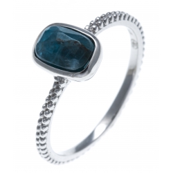 Bague argent rhodié 1,8g - apatite facetté - T50 à 60