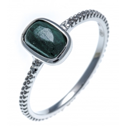 Bague argent rhodié 1,8g - malachite facetté - T50 à 60