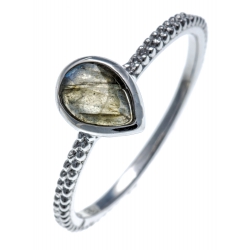 Bague argent rhodié 1,6g - labradorite facetté - T50 à 60