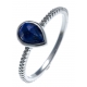 Bague argent rhodié 1,6g - lapis lazuli facetté - T50 à 60