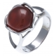 Bague argent rhodié 5,7g - agate teintée rouge - T52 à T60