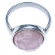Bague argent rhodié 3,2g - quartz rose facetté - T52 à 60