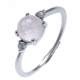 Bague argent rhodié 1,2g - quartzite teinté rose - zircons - T50 à 60