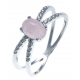 Bague argent rhodié 1,7g - quarzite teintée rose et zircons - T50 à 60