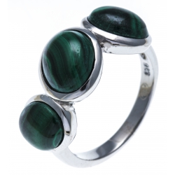 Bague argent rhodié 3,5g - malachite - T50 à T60