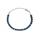 Bracelet argent rhodié 4g - 22 billes hématite 6mm - 17+5cm