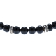 Bracelet argent rhodié 4g - 22 billes onyx 6mm - 17+5cm