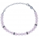 Bracelet argent rhodié 4g - 22 billes agate teintée rose 6mm - 17+5cm