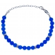 Bracelet argent rhodié 4g - 22 billes agate teintée bleue 6mm - 17+5cm