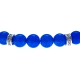 Bracelet argent rhodié 4g - 22 billes agate teintée bleue 6mm - 17+5cm