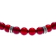Bracelet argent rhodié 4g - 22 billes agate teintée rouge 6mm - 17+5cm