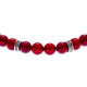 Bracelet argent rhodié 4g - 22 billes agate teintée rouge 6mm - 17+5cm