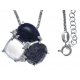 Collier argent rhodié 6,1g - sodalite - verre aventuriné - quartz fondu - calcédoine - zircons - 45+5cm