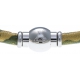 Bracelet acier Apollon - cuir véritable - impression militaire kaki, jaune - fermoir Plug&Go - 18,5cm