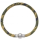 Bracelet acier Apollon - cuir véritable - impression militaire kaki, jaune - fermoir Plug&Go - 18,5cm