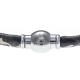 Bracelet acier Apollon - cuir véritable - impression militaire kaki, noir - fermoir Plug&Go - 18,5cm