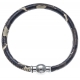 Bracelet acier Apollon - cuir véritable - impression militaire kaki, noir - fermoir Plug&Go - 18,5cm