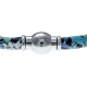 Bracelet acier Apollon - cuir véritable - impression fleurs multicolores dominante bleue - fermoir Plug&Go - 18,5cm