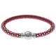 Bracelet acier Apollon - cuir véritable - impression petit pois rouge et argenté - fermoir Plug&Go - 18,5cm