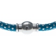 Bracelet acier Apollon - cuir véritable - impression petit pois bleu clair et argenté - fermoir Plug&Go - 18,5cm