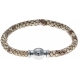 Bracelet acier Apollon - cuir véritable - impression peau de serpent beige - fermoir Plug&Go - 18,5cm