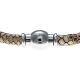 Bracelet acier Apollon - cuir véritable - impression peau de serpent beige - fermoir Plug&Go - 18,5cm