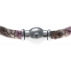 Bracelet acier Apollon - cuir véritable - impression peau de serpent fushia - fermoir Plug&Go - 18,5cm