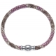 Bracelet acier Apollon - cuir véritable - impression peau de serpent fushia - fermoir Plug&Go - 18,5cm