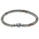 Bracelet acier Apollon - cuir véritable - impression peau de serpent vert - fermoir Plug&Go - 18,5cm