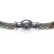 Bracelet acier Apollon - cuir véritable - impression peau de serpent vert - fermoir Plug&Go - 18,5cm