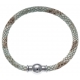 Bracelet acier Apollon - cuir véritable - impression peau de serpent vert - fermoir Plug&Go - 18,5cm