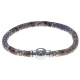 Bracelet acier Apollon - cuir véritable - impression peau de serpent violet - fermoir Plug&Go - 18,5cm