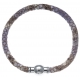 Bracelet acier Apollon - cuir véritable - impression peau de serpent violet - fermoir Plug&Go - 18,5cm