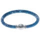 Bracelet acier Apollon - cuir véritable - impression python bleu - fermoir Plug&Go - 18,5cm