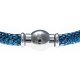 Bracelet acier Apollon - cuir véritable - impression python bleu - fermoir Plug&Go - 18,5cm