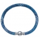 Bracelet acier Apollon - cuir véritable - impression python bleu - fermoir Plug&Go - 18,5cm