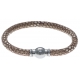 Bracelet acier Apollon - cuir véritable - impression python marron clair - fermoir Plug&Go - 18,5cm