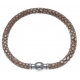 Bracelet acier Apollon - cuir véritable - impression python marron clair - fermoir Plug&Go - 18,5cm