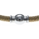 Bracelet acier Apollon - cuir véritable - impression vintage beige - fermoir Plug&Go - 18,5cm