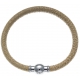 Bracelet acier Apollon - cuir véritable - impression vintage beige - fermoir Plug&Go - 18,5cm