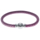 Bracelet acier Apollon - cuir véritable - impression vintage rose - fermoir Plug&Go - 18,5cm