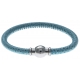 Bracelet acier Apollon - cuir véritable - impression vintage bleu - fermoir Plug&Go - 18,5cm