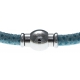 Bracelet acier Apollon - cuir véritable - impression vintage bleu - fermoir Plug&Go - 18,5cm