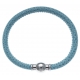 Bracelet acier Apollon - cuir véritable - impression vintage bleu - fermoir Plug&Go - 18,5cm