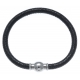 Bracelet acier Apollon - cuir véritable - impression galuchat  noire - fermoir Plug&Go - 18,5cm